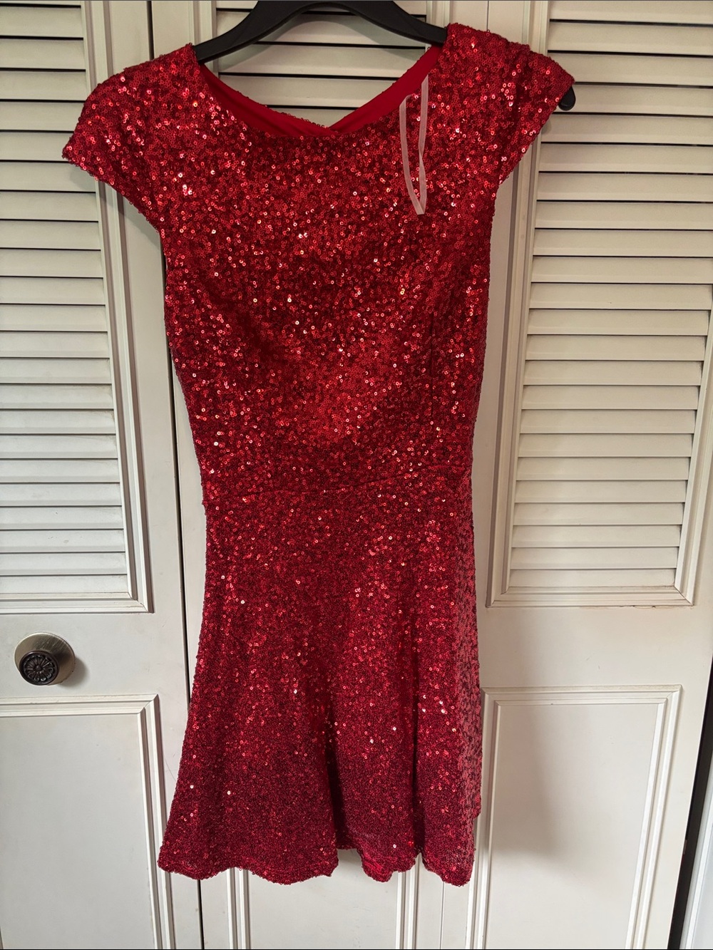 Red Sequin Fit & Flare Dress - Women's